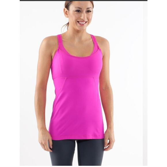 Lululemon Cross My Heart Tank in Paris Pink Size 4 Built in Bra - Picture 1 of 7